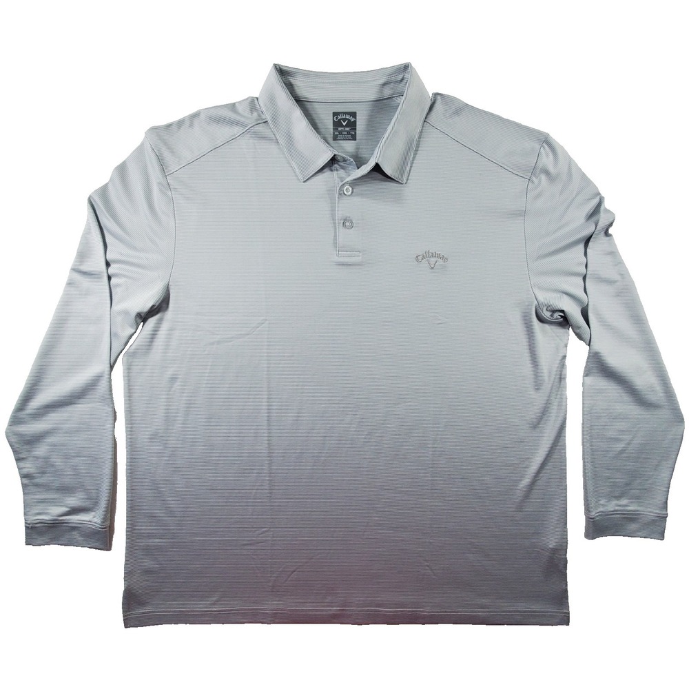 Callaway Opti-Dri Golf‎ Polo Shirt Gray Striped XXL Long Sleeve